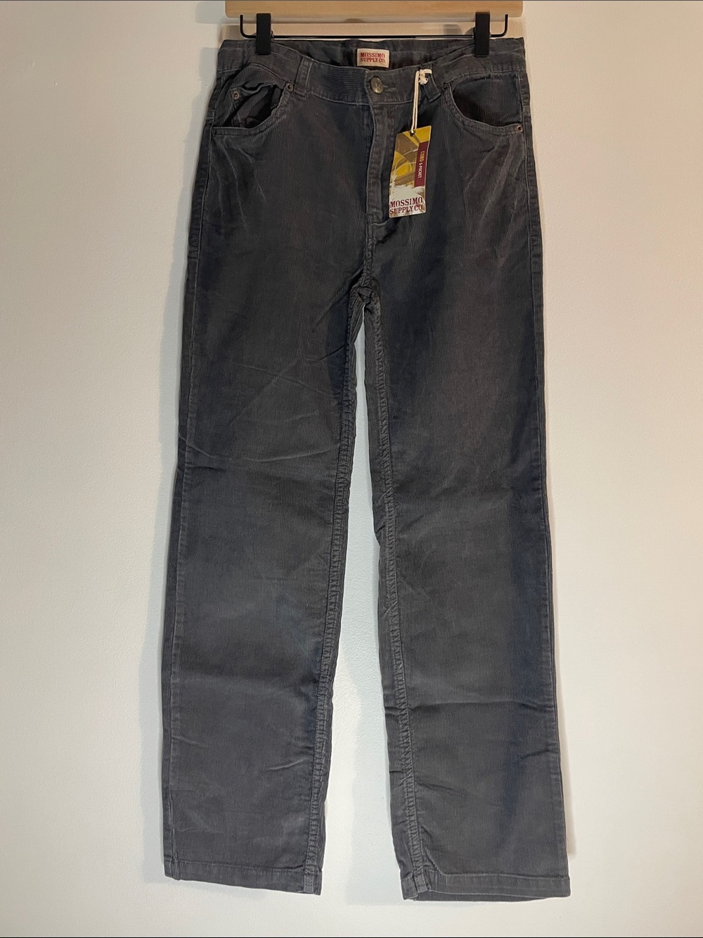 Corduroy Pants Straight Leg 100% Cotton Charcoal Gray Youth Boys 16